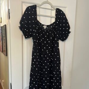 J. Crew Black and White Polka Dot Midi Dress